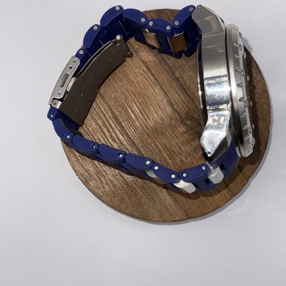 Mens U.S. Polo Assn. 50mm Blue Silver Watch Date Rotatable Bezel Silicone Strap - Picture 5 of 6